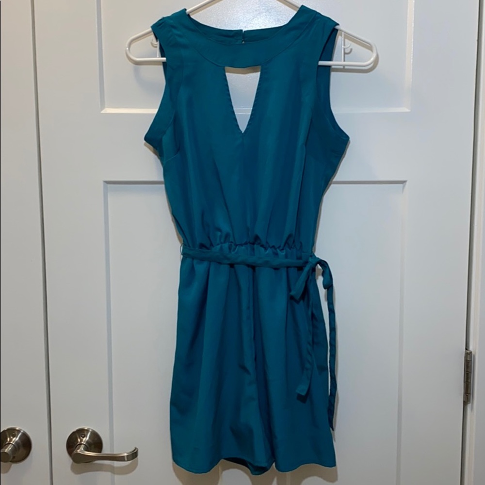 LOLA teal romper with matching belt